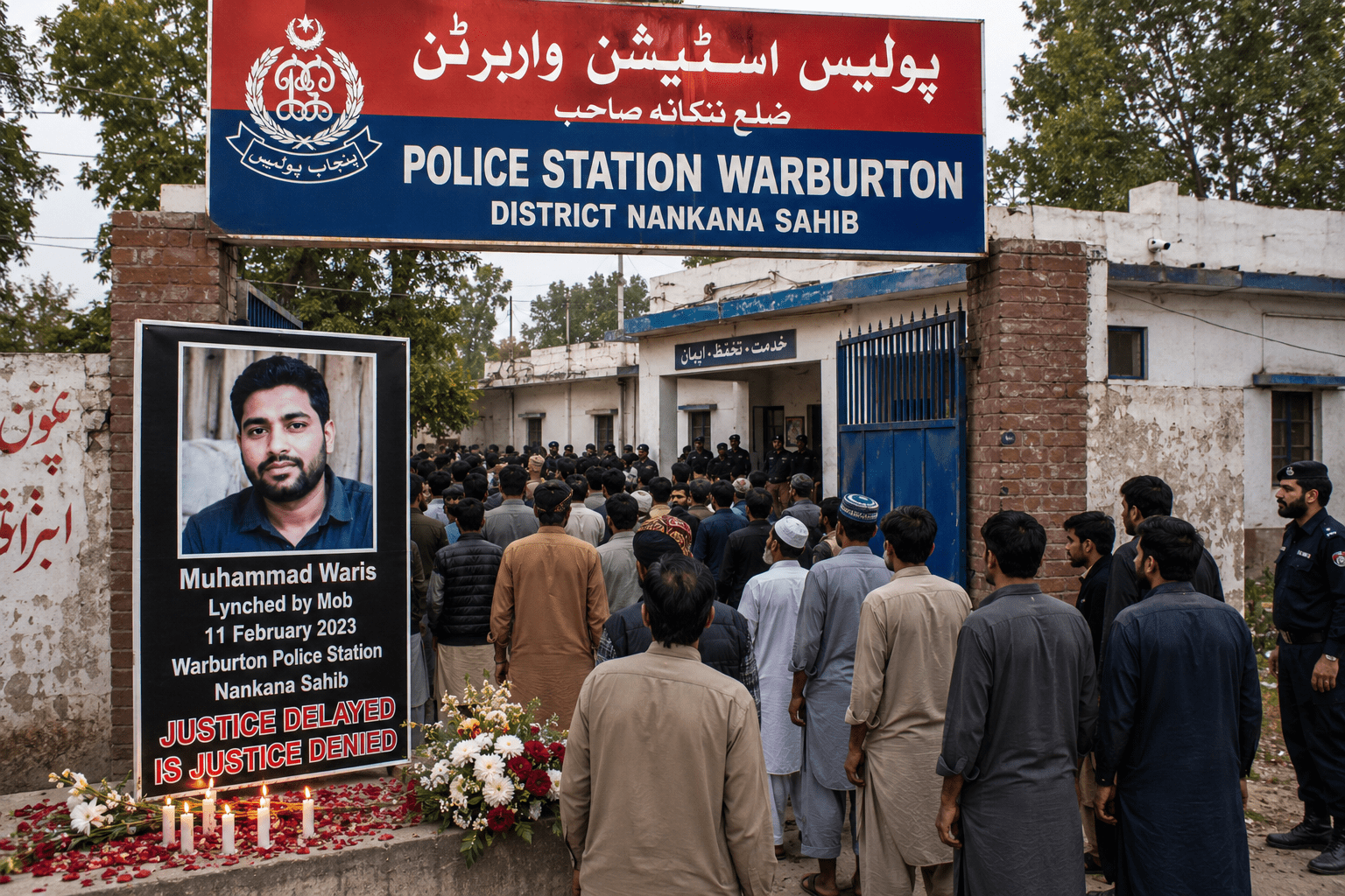 Police station symbolizing the 2023 Nankana Sahib lynching of Muhammad Waris