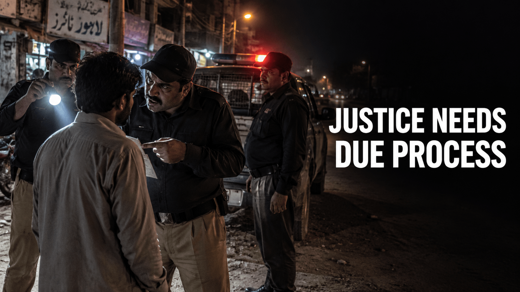 CCD officers intimidating a civilian during a roadside check in Punjab, Pakistan